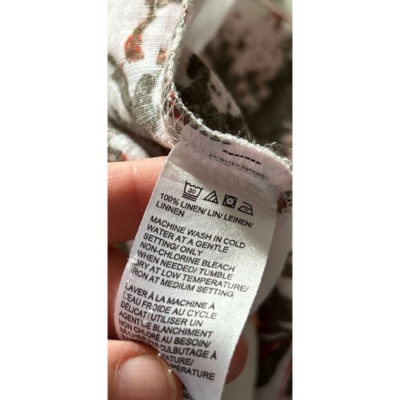 LORD & TAYLOR 100% Linen Printed Shirt Button-up Floral Size Large/P - Picture 8 of 9